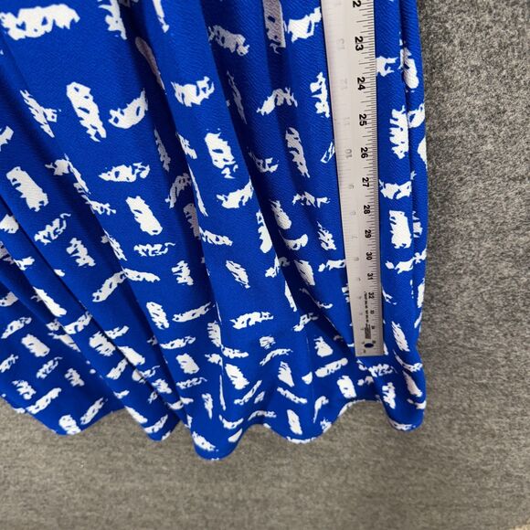 LulaRoe Dress Women XL Blue Geometric Sheath Midi Zipper Short Sleeve Casual - Picture 6 of 7